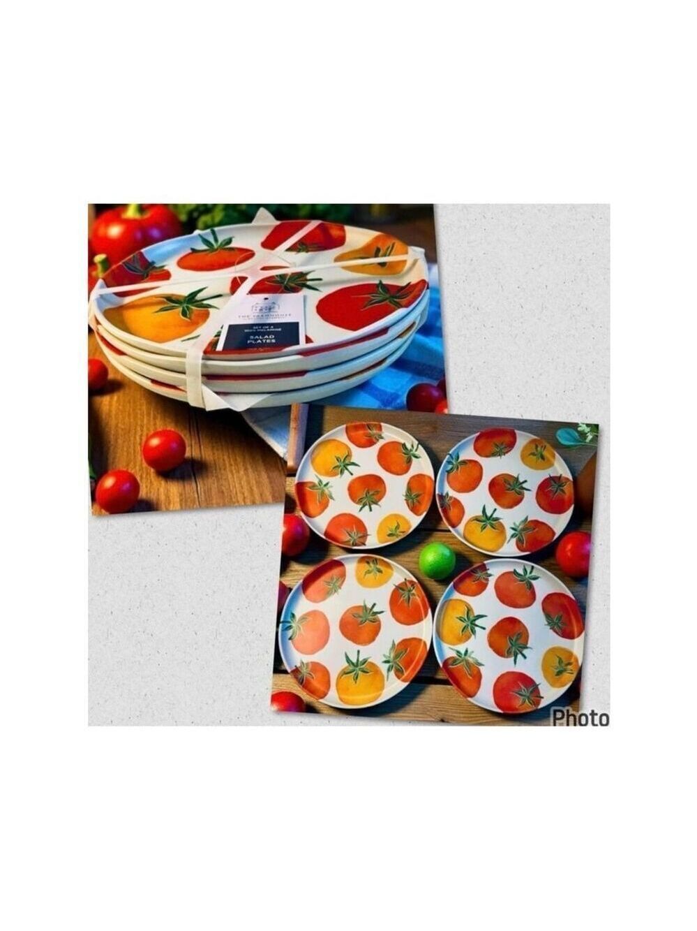 NWT Gorgeous Rachel Ashwell The Farmhouse 4 Set Melamine Tomatoes Salad Plates